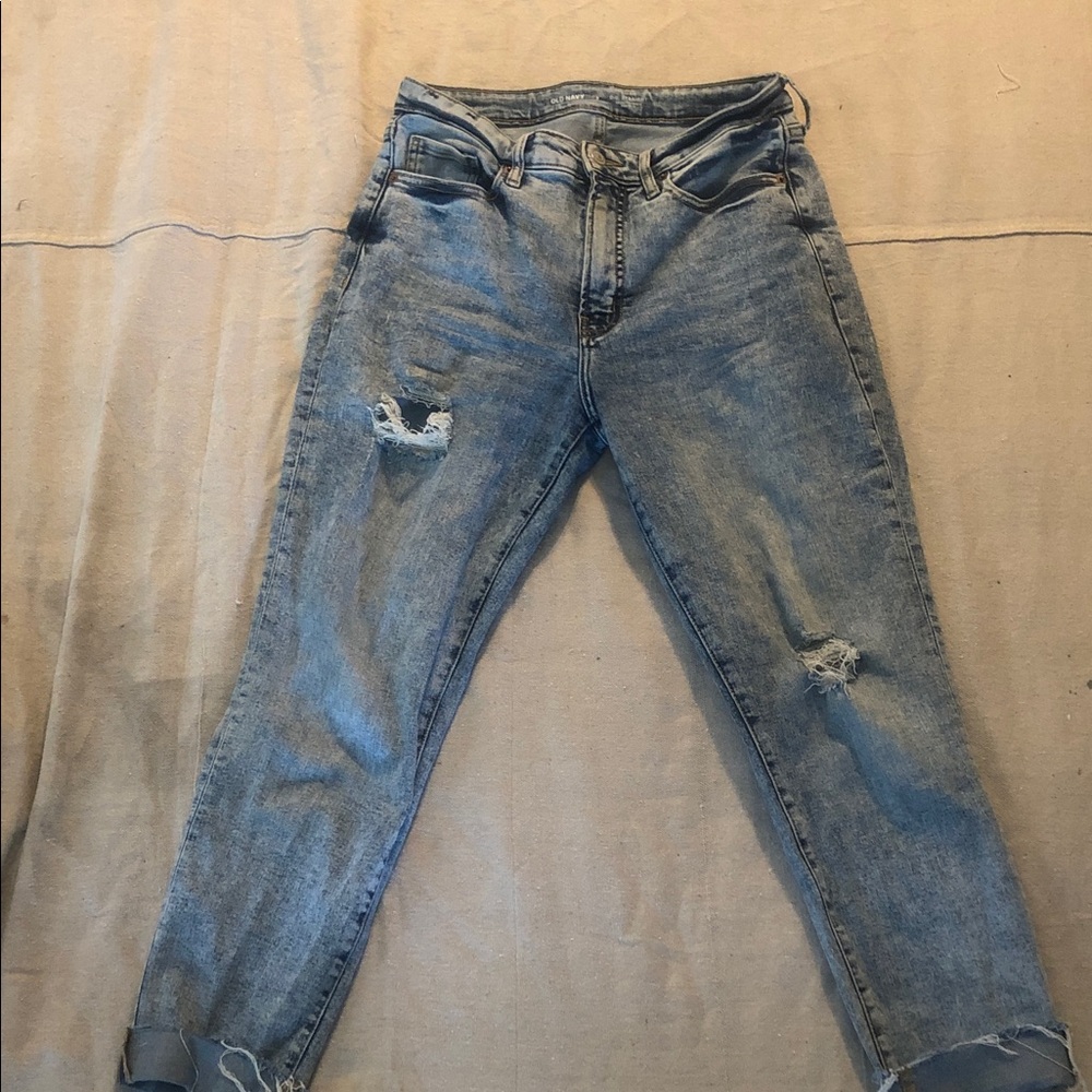 Old Navy High Rise Straight Leg Light Blue Distressed Women’s Jeans